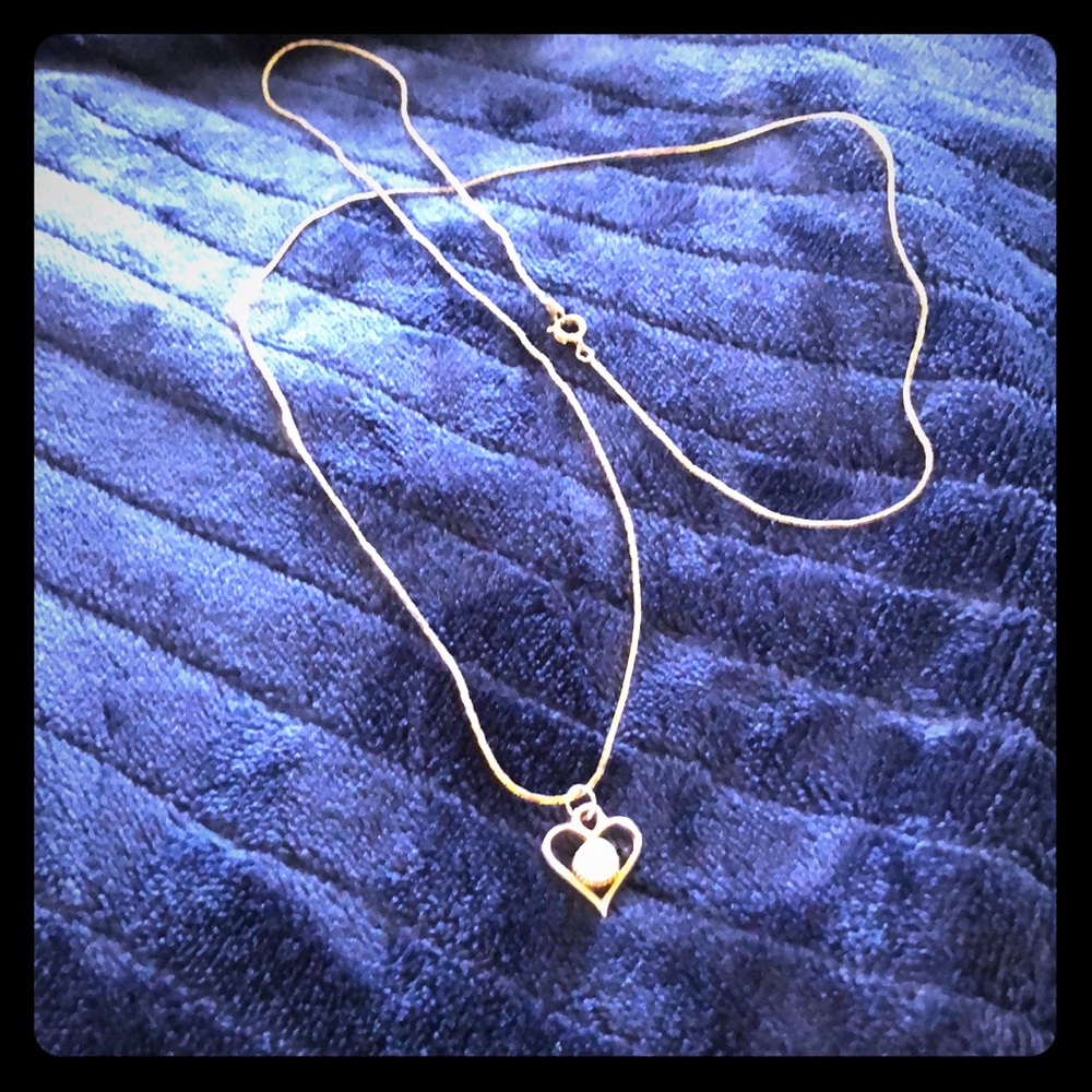 Grandmacore Gold Chain‎ Pearl Gold Heart Pendant Necklace